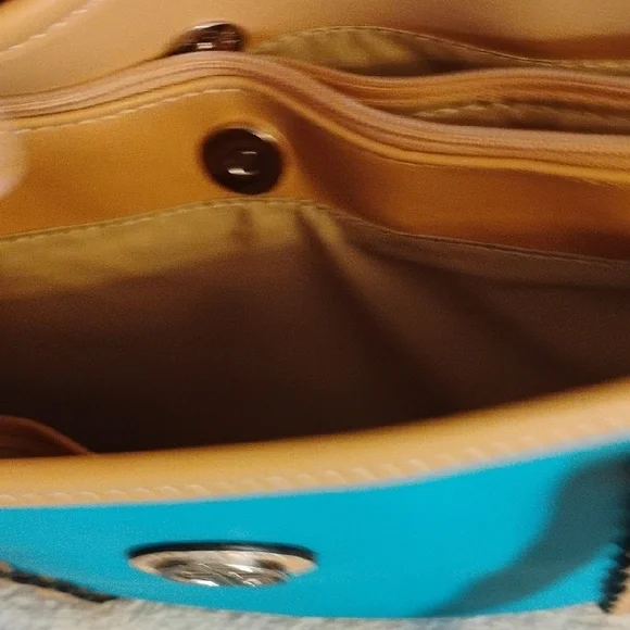 Pretty Teal and Tan Tote Bag - Picture 4 of 10